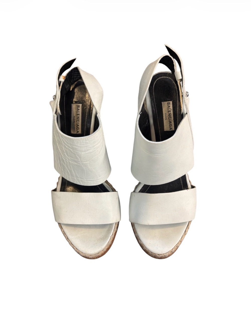 Balenciaga Leather Platform Wedge Espadrilles
